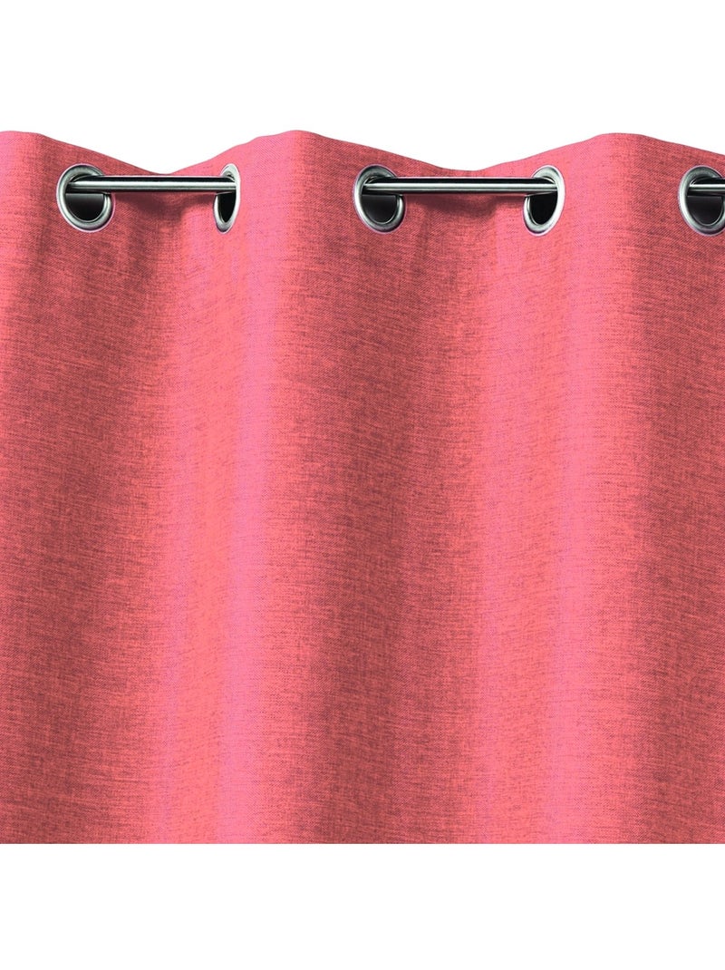 Cortina lisa de tela con aspecto natural Rojo - Kiabi
