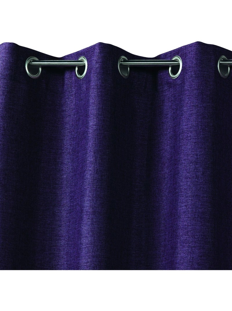 Cortina lisa de tela con aspecto natural Violeta ciruela - Kiabi