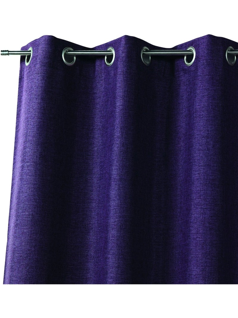 Cortina lisa de tela con aspecto natural Violeta ciruela - Kiabi