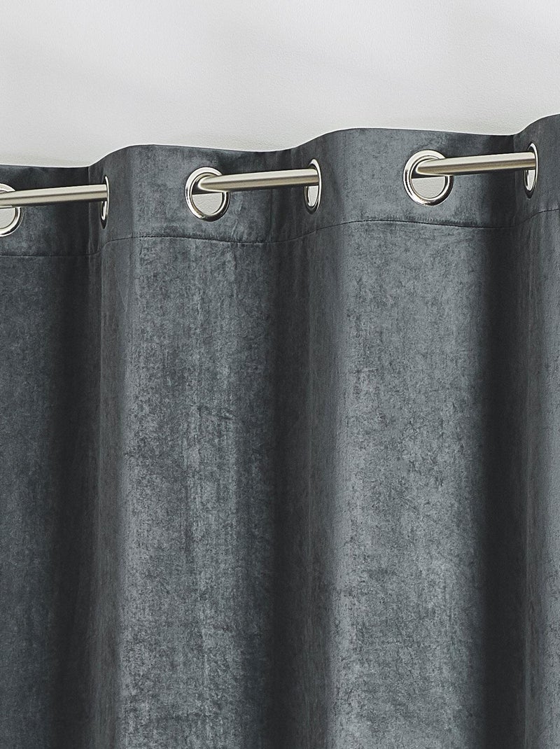Cortina lisa de terciopelo afelpado Gris antracita - Kiabi