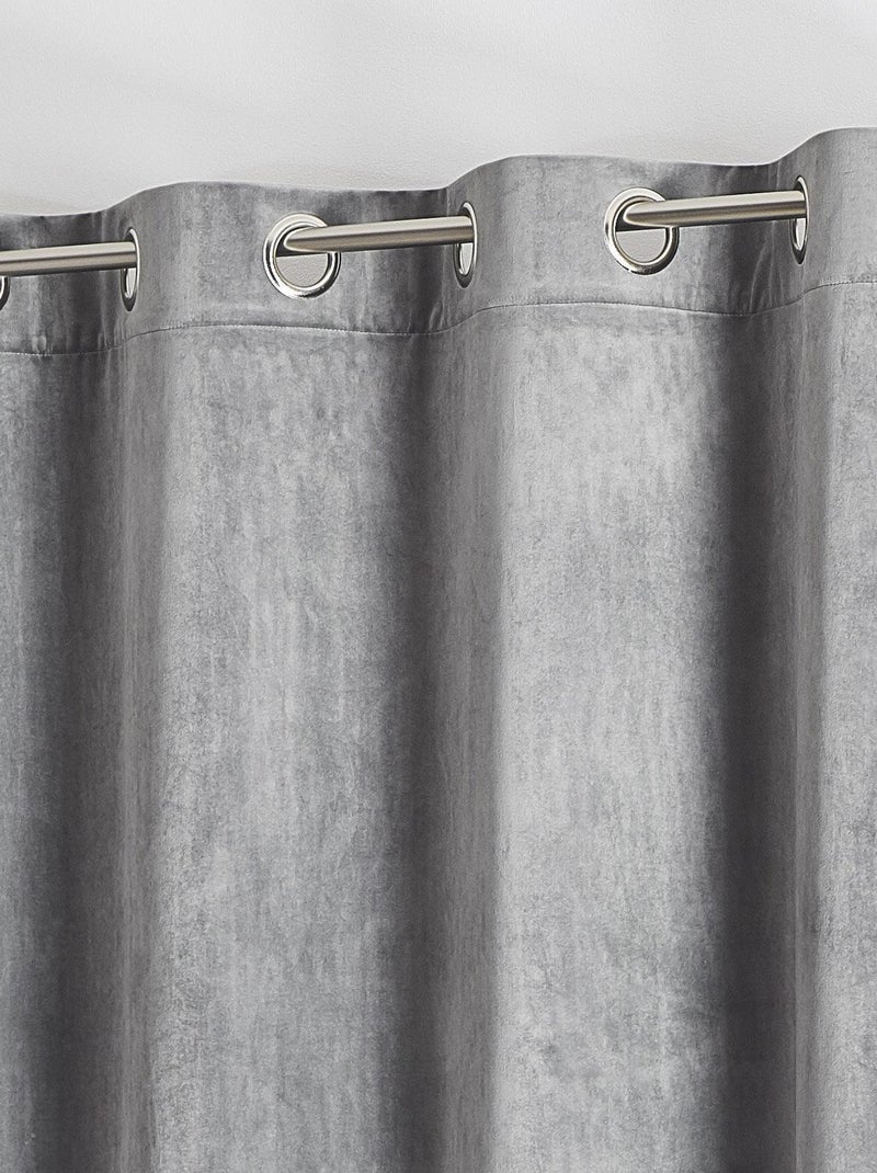 Cortina lisa de terciopelo afelpado Gris perla - Kiabi
