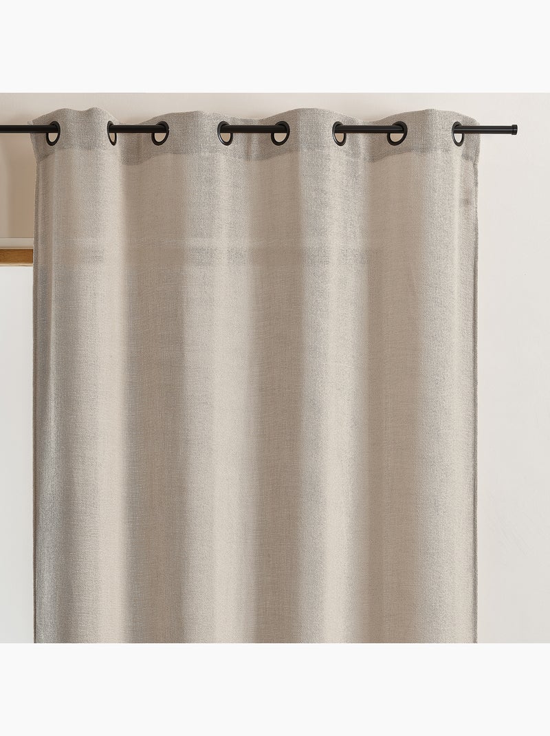 Cortina lisa opaca con ojales Beige claro - Kiabi