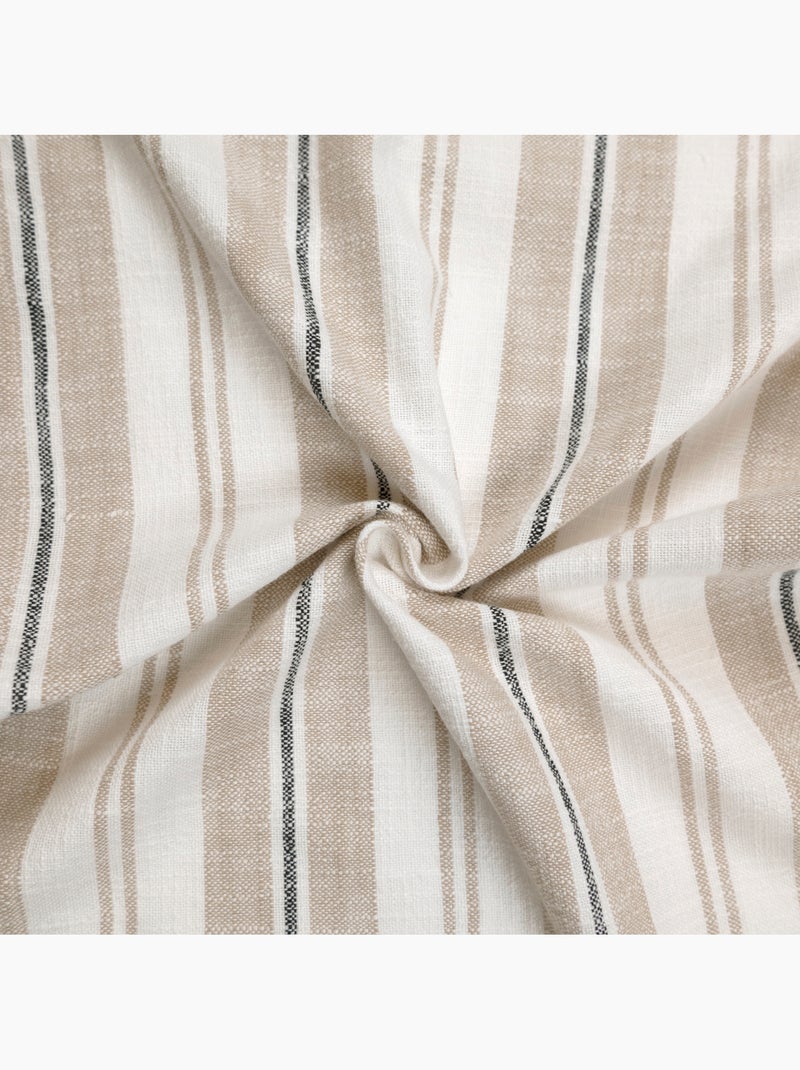 Cortina mosquitera a rayas de algodón flameado Beige - Kiabi