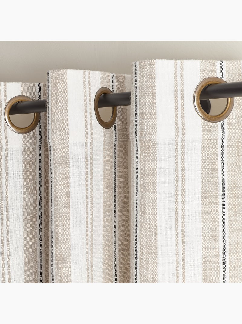 Cortina mosquitera a rayas de algodón flameado Beige - Kiabi