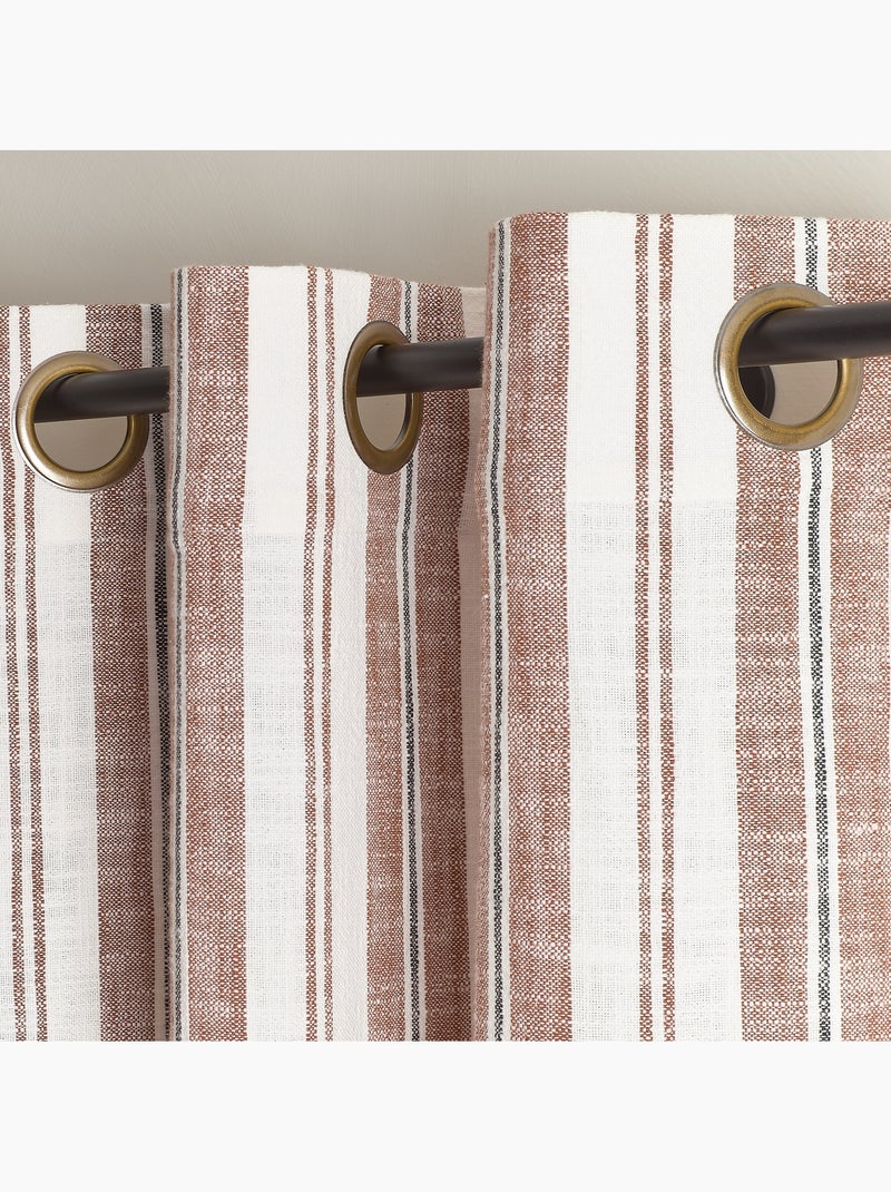 Cortina mosquitera a rayas de algodón flameado Terracota - Kiabi