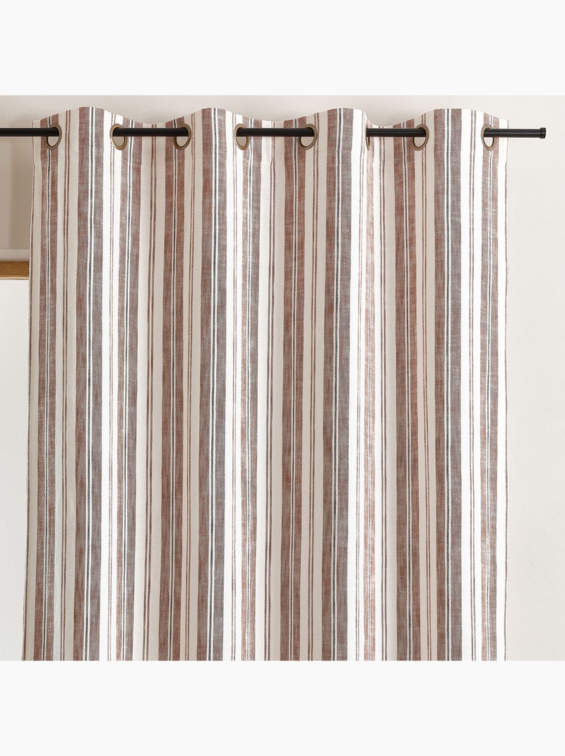 Cortina mosquitera a rayas de algodón flameado Terracota - Kiabi