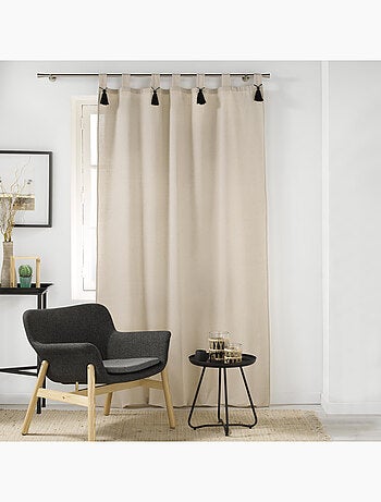 Cortina natural con pompones