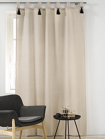 Cortina natural con pompones