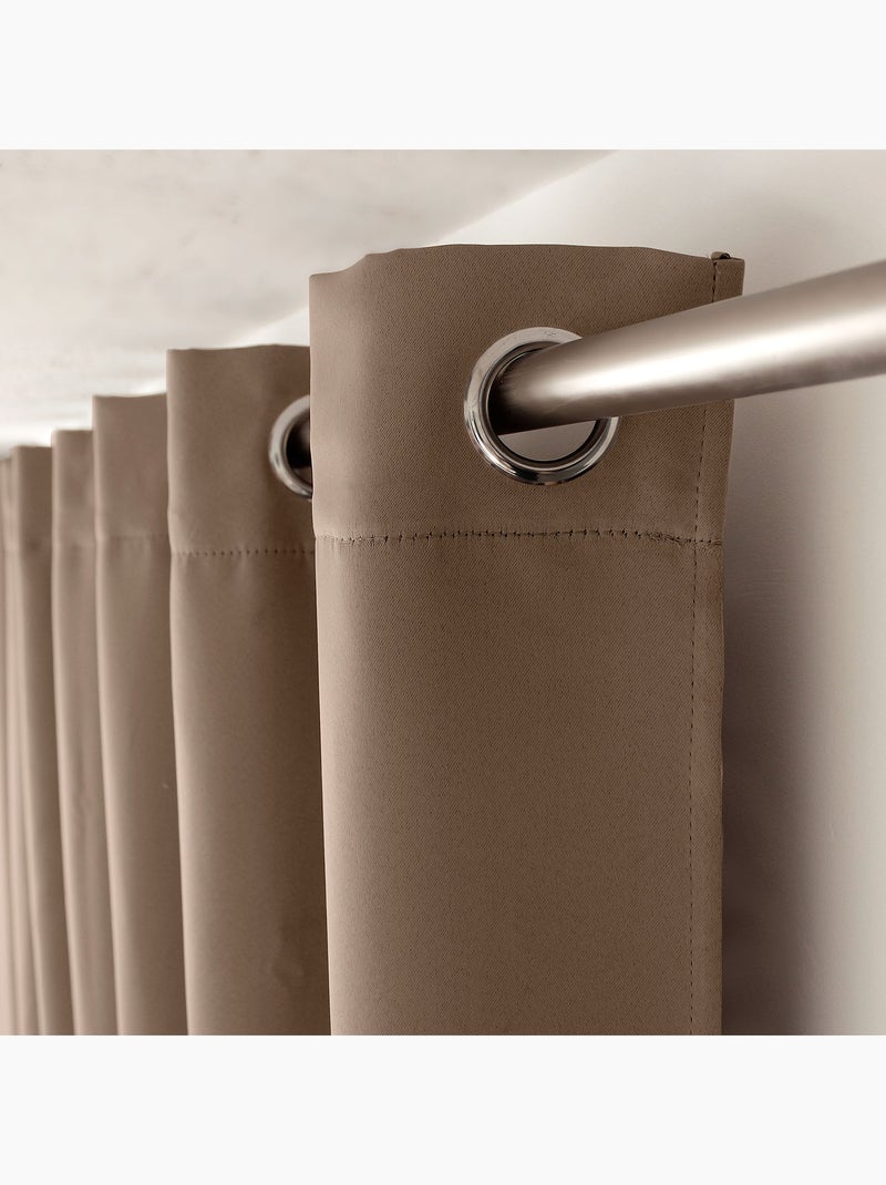 Cortina ocultante unida con 8 ollaos Taupe - Kiabi