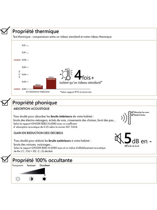 Cortina opaca acústica 100% térmica, moteada - Kiabi