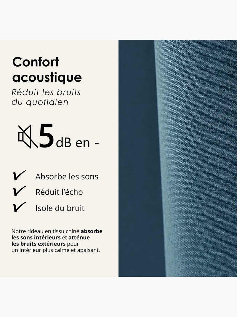 Cortina opaca acústica 100% térmica, moteada midnight Azul petróleo - Kiabi
