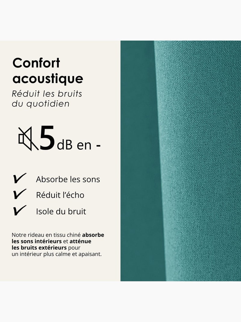 Cortina opaca acústica 100% térmica, moteada midnight Azul turquesa - Kiabi