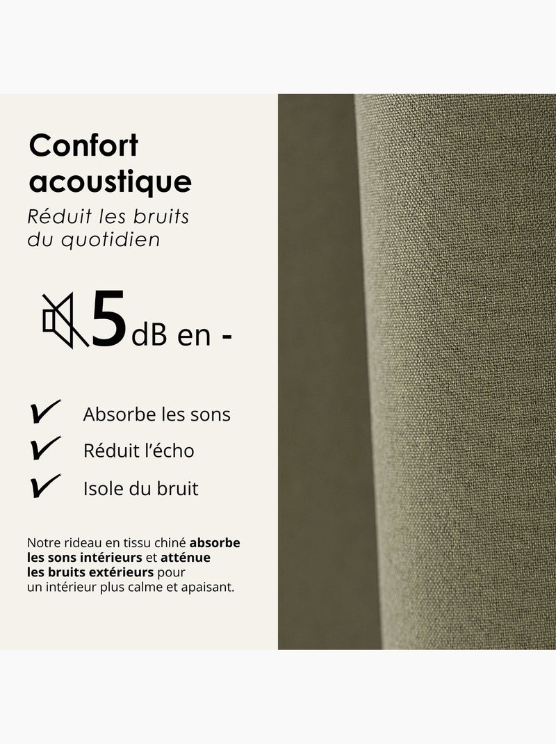 Cortina opaca acústica 100% térmica, moteada midnight Caqui - Kiabi