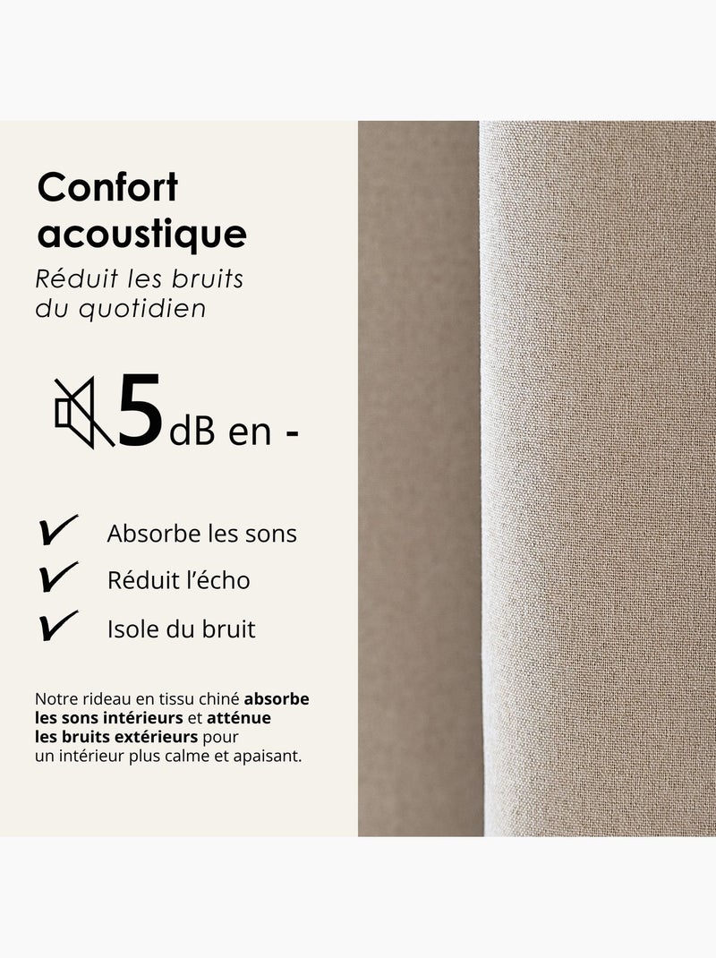 Cortina opaca acústica 100% térmica, moteada MIDNIGHT Madera natural - Kiabi