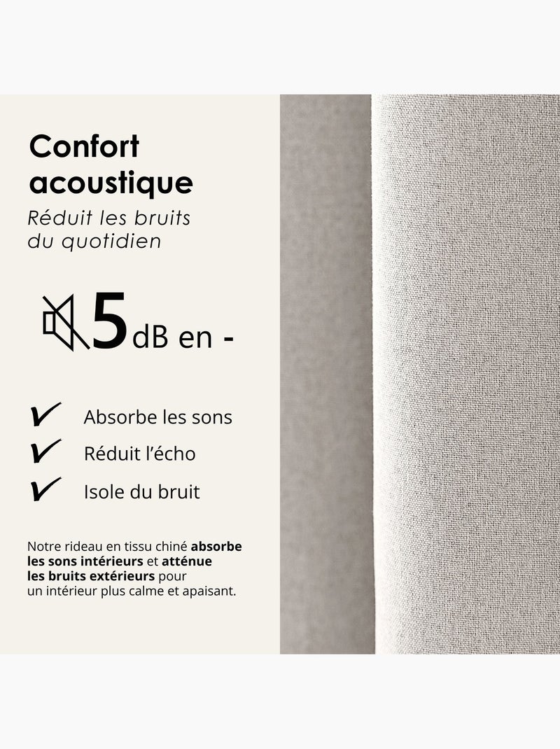 Cortina opaca acústica 100% térmica, moteada midnight Marfil - Kiabi