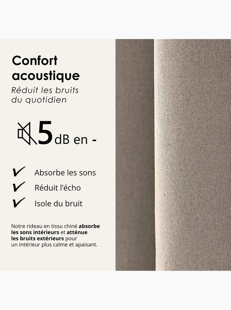 Cortina opaca acústica 100% térmica, moteada midnight Taupe - Kiabi