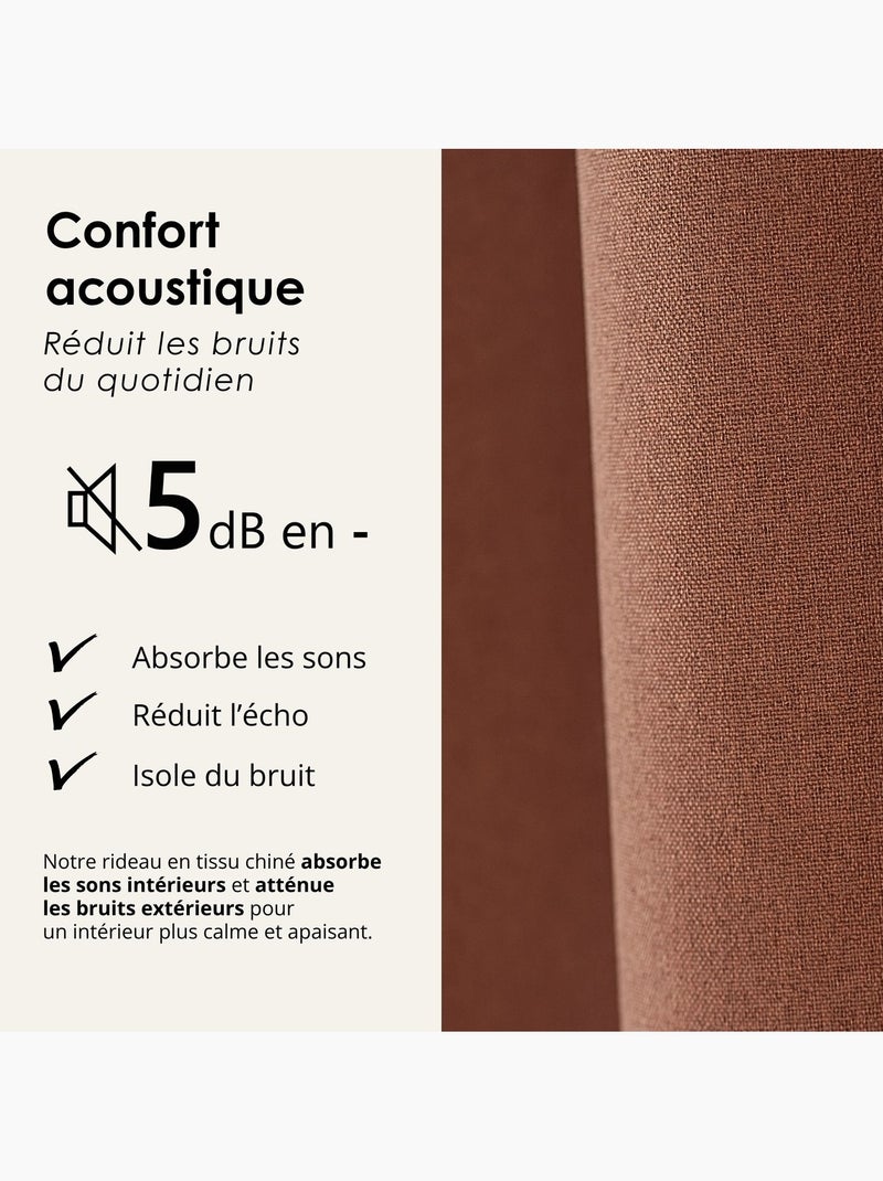 Cortina opaca acústica 100% térmica, moteada midnight Terracota - Kiabi
