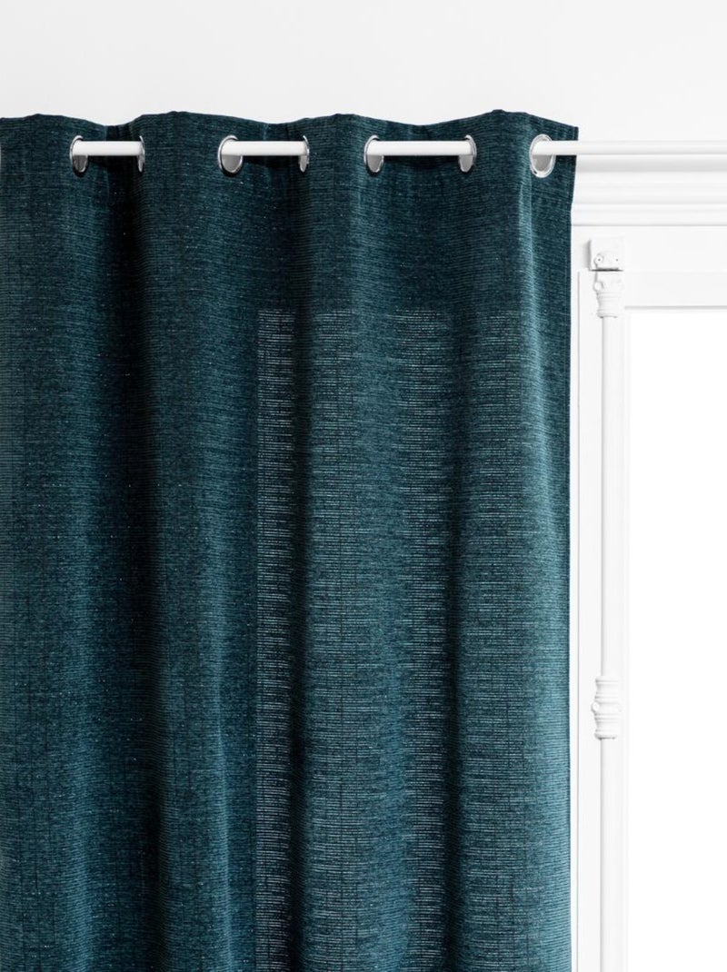 Cortina opaca con ojales de lurex Azul - Kiabi