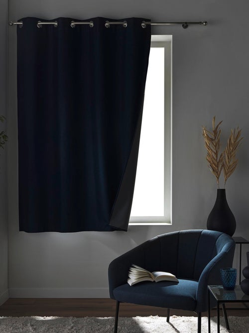 Cortina opaca con ojales en chambray liso - Kiabi