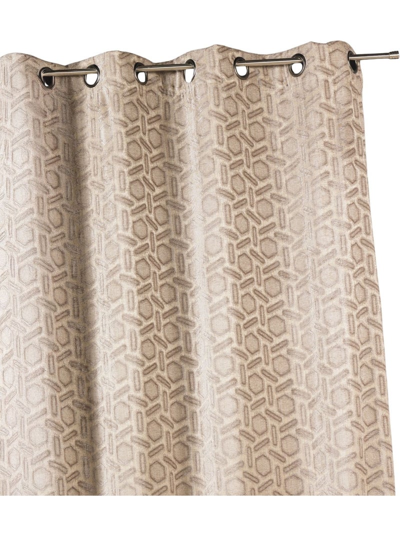 Cortina opaca de jacquard con estampado geométrico Beige - Kiabi