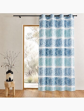 Cortina opaca de jacquard con rayas horizontales