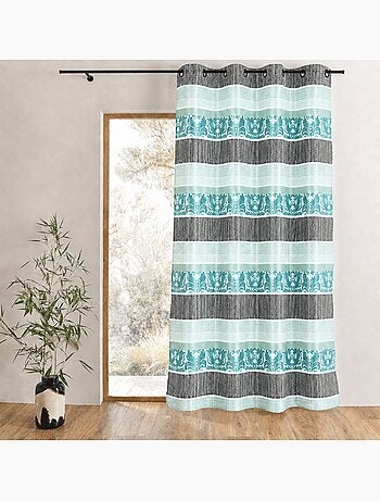 Cortina opaca de jacquard con rayas horizontales de colores