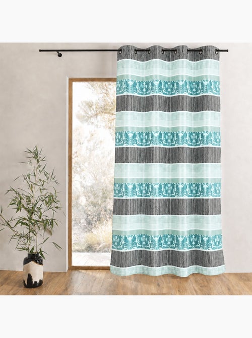 Cortina opaca de jacquard con rayas horizontales de colores - Kiabi Cortina opaca de jacquard con rayas horizontales de colores - Kiabi