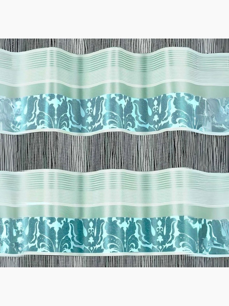 Cortina opaca de jacquard con rayas horizontales de colores Azul - Kiabi