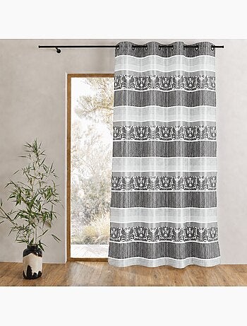 Cortina opaca de jacquard con rayas horizontales de colores