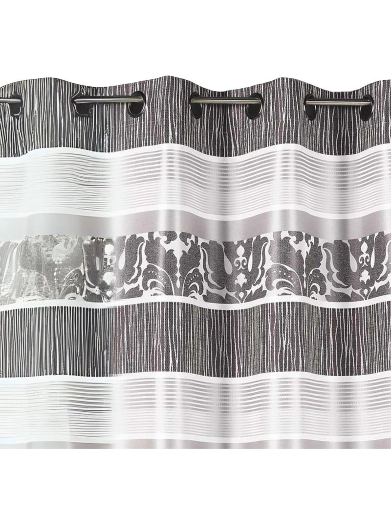 Cortina opaca de jacquard con rayas horizontales de colores Gris claro - Kiabi