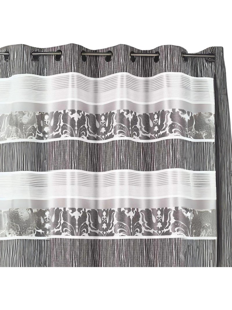 Cortina opaca de jacquard con rayas horizontales de colores Gris claro - Kiabi