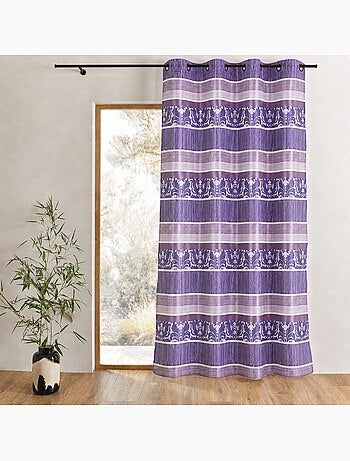Cortina opaca de jacquard con rayas horizontales de colores