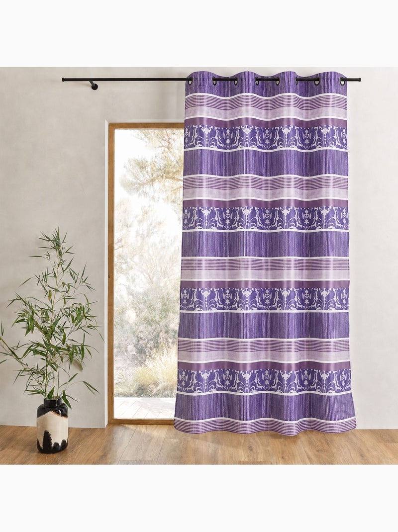 Cortina opaca de jacquard con rayas horizontales de colores Rosa viejo - Kiabi
