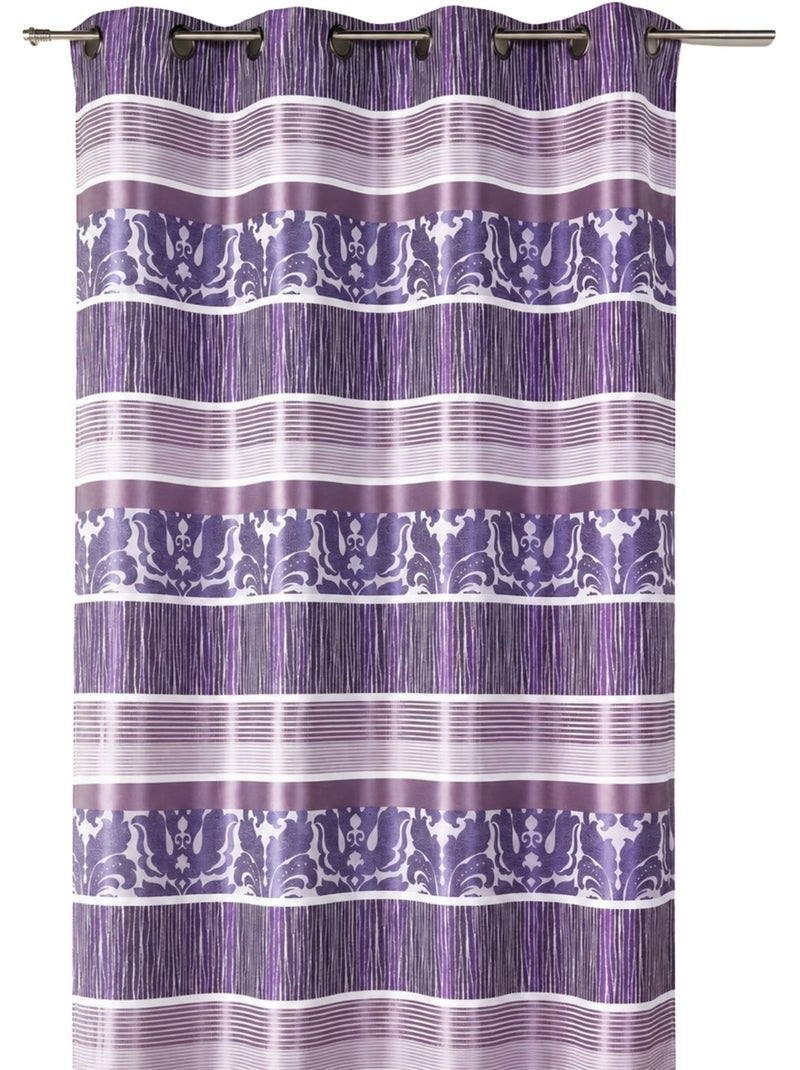 Cortina opaca de jacquard con rayas horizontales de colores Rosa viejo - Kiabi