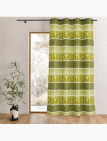 Cortina opaca de jacquard con rayas horizontales de colores