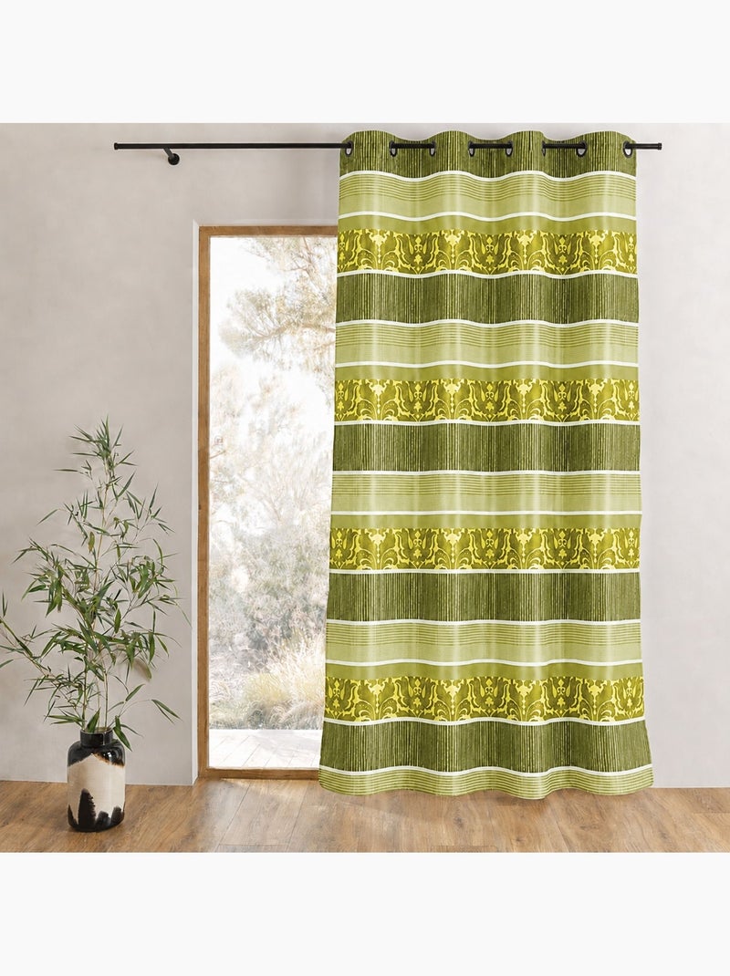Cortina opaca de jacquard con rayas horizontales de colores Verde claro - Kiabi