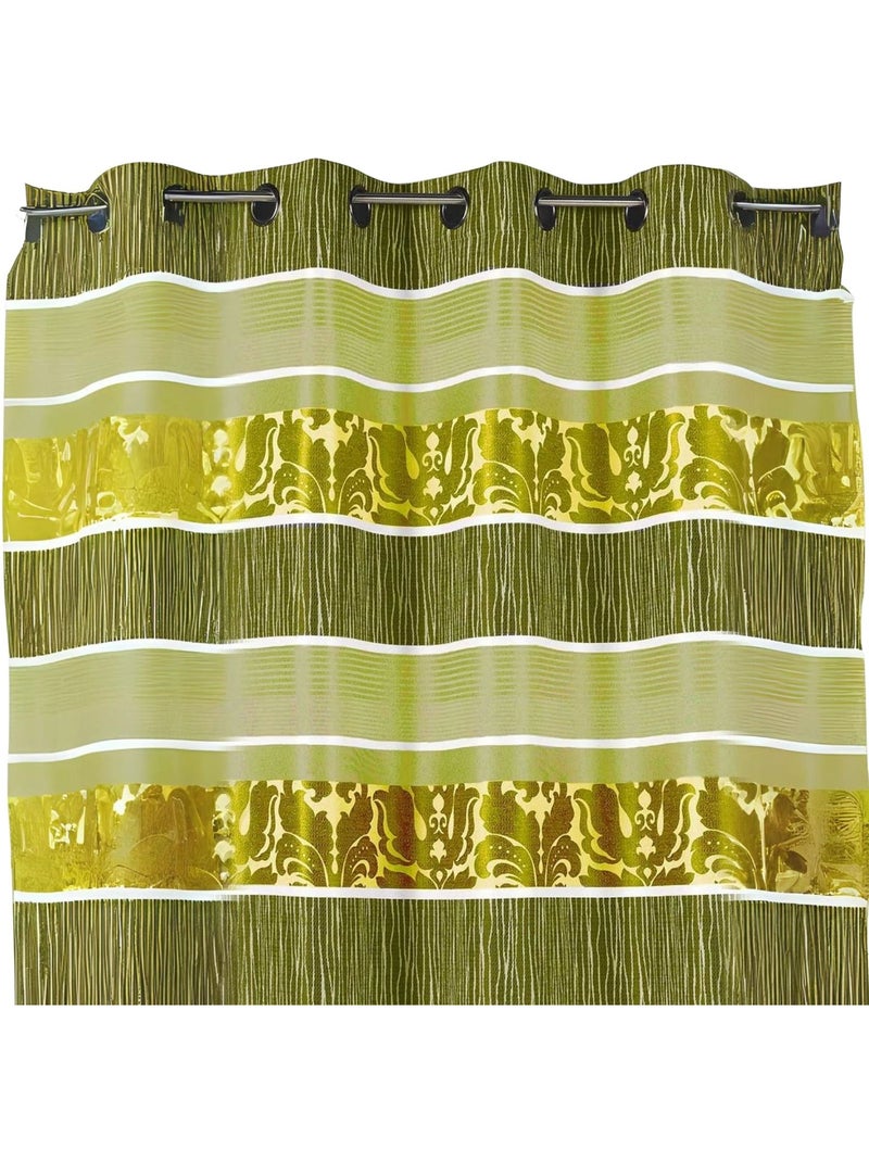 Cortina opaca de jacquard con rayas horizontales de colores Verde claro - Kiabi