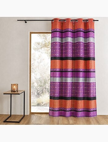 Cortina opaca de jacquard con rayas horizontales gráficas