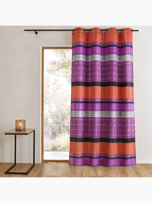 Cortina opaca de jacquard con rayas horizontales gráficas - Kiabi Cortina opaca de jacquard con rayas horizontales gráficas - Kiabi