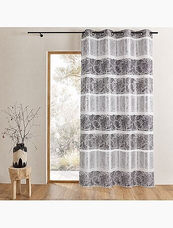 Cortina opaca de jacquard con rayas horizontales