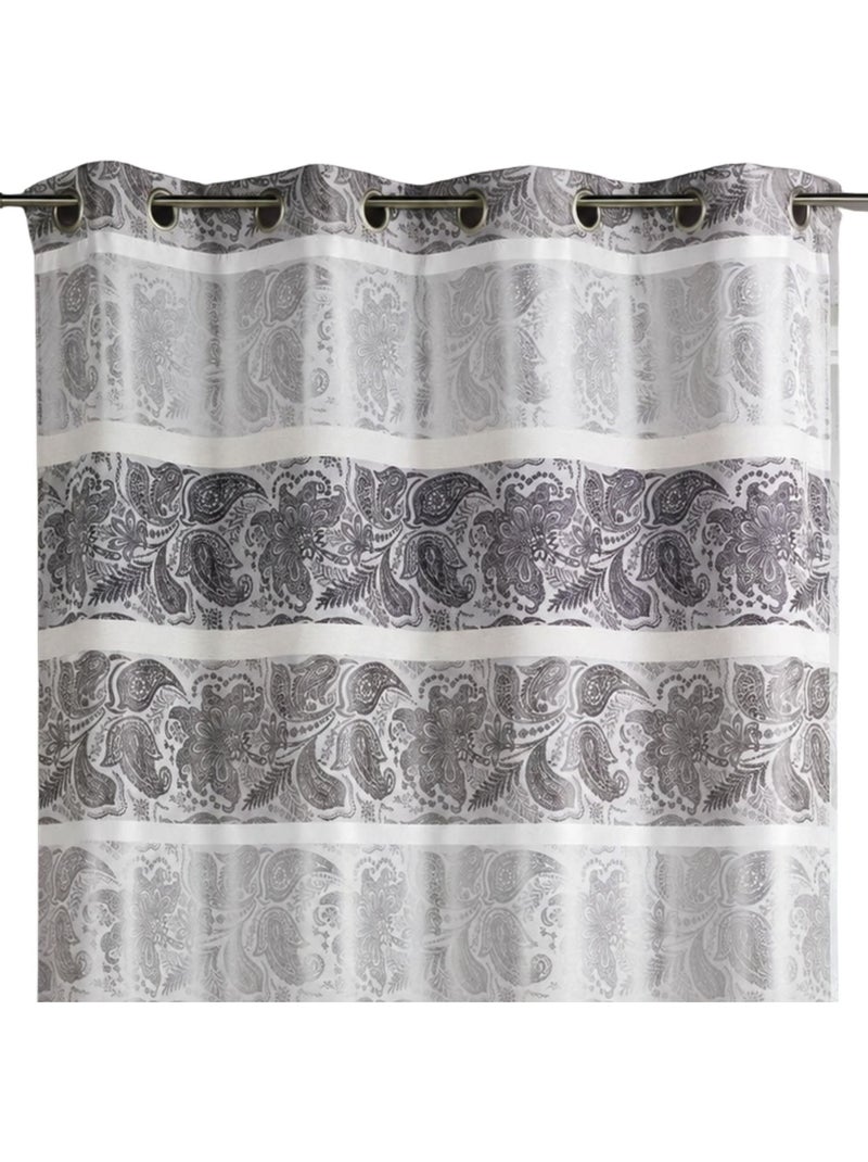 Cortina opaca de jacquard con rayas horizontales Gris claro - Kiabi