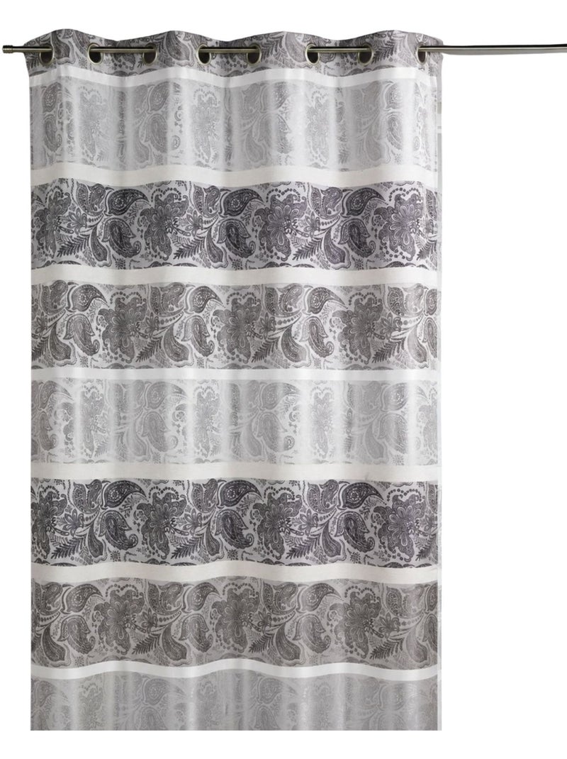 Cortina opaca de jacquard con rayas horizontales Gris claro - Kiabi