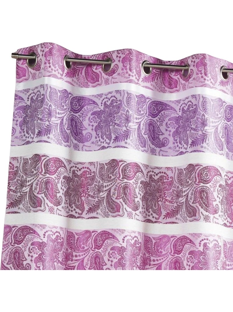 Cortina opaca de jacquard con rayas horizontales Rosa fucsia - Kiabi
