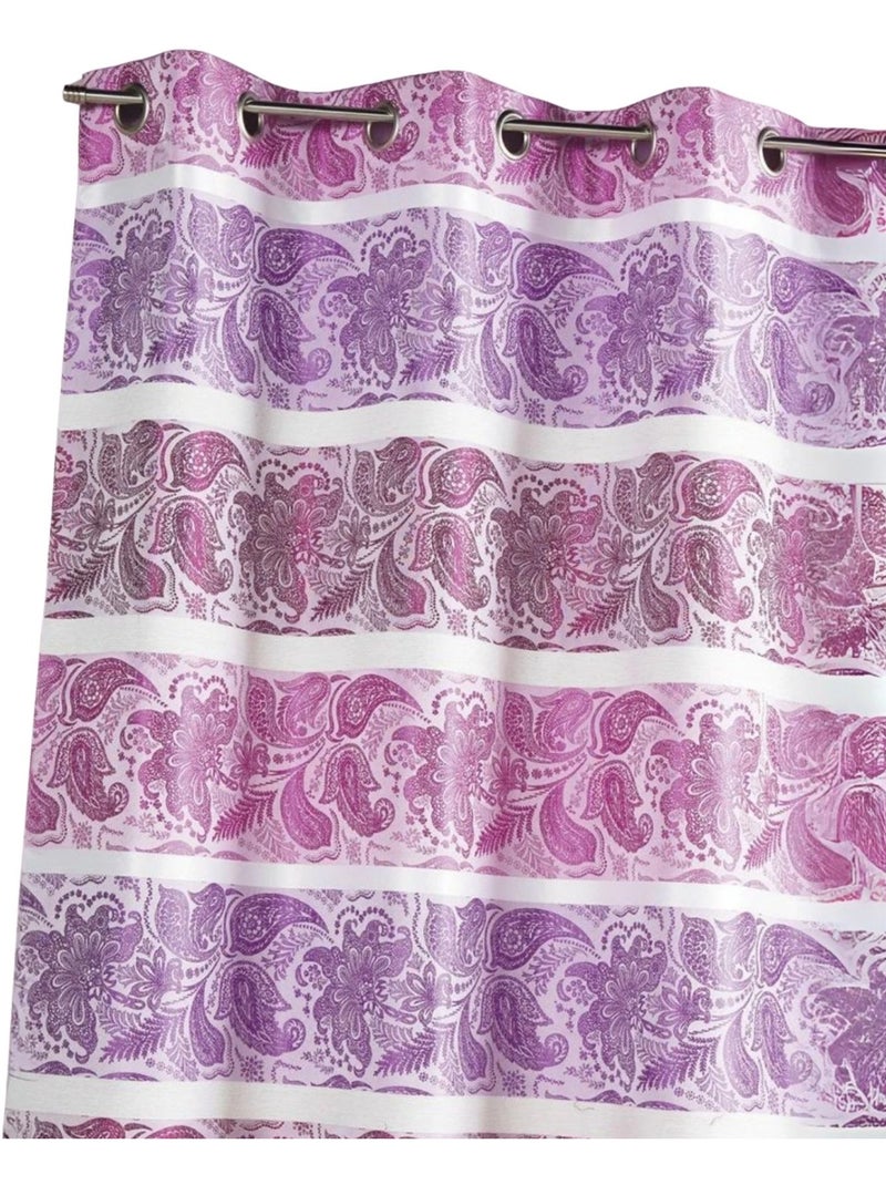 Cortina opaca de jacquard con rayas horizontales Rosa fucsia - Kiabi