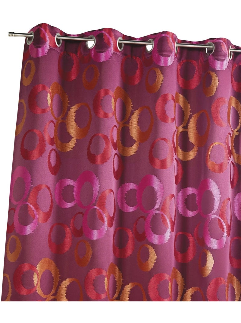 Cortina opaca de jacquard gráfico Rojo ladrillo - Kiabi