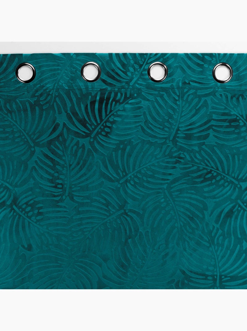 Cortina opaca de terciopelo en relieve Azul - Kiabi