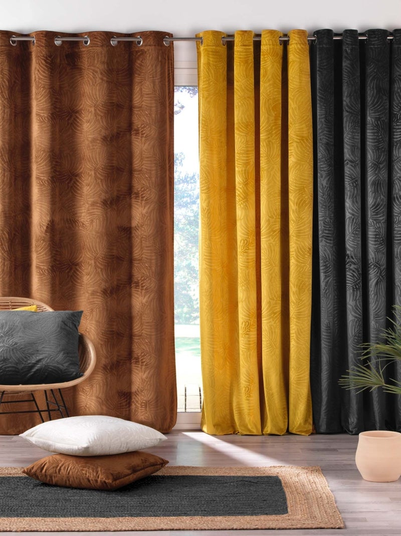 Cortina opaca de terciopelo en relieve Marrón claro - Kiabi