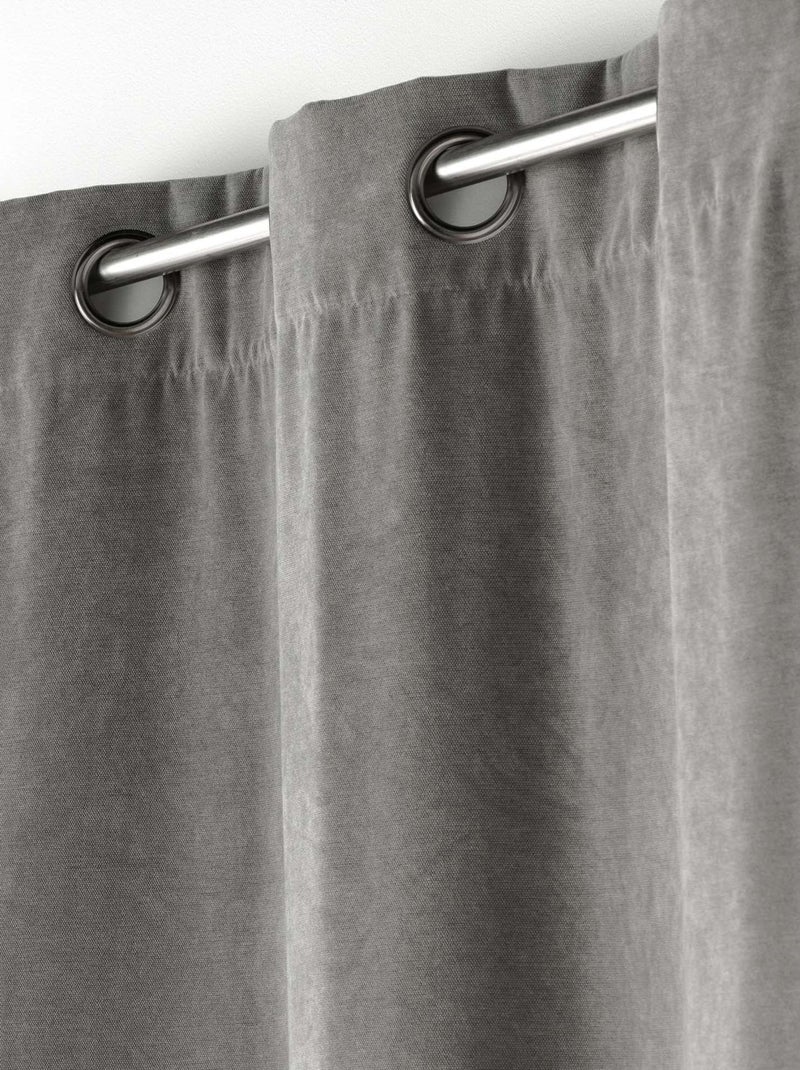 Cortina opaca de terciopelo liso Gris - Kiabi