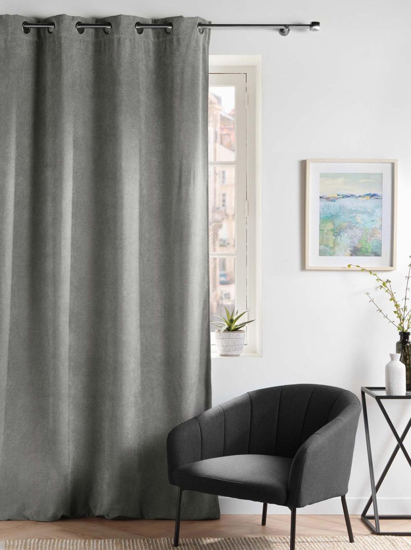 Cortina opaca de terciopelo liso Gris - Kiabi