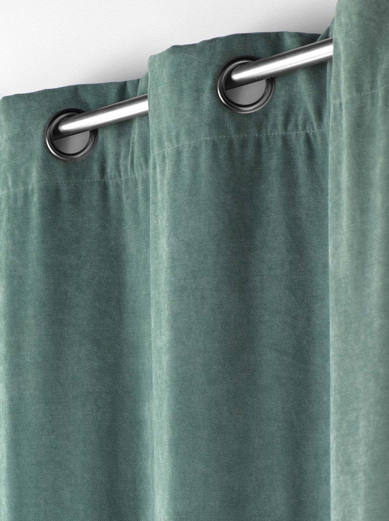 Cortina opaca de terciopelo liso Verde oliva - Kiabi